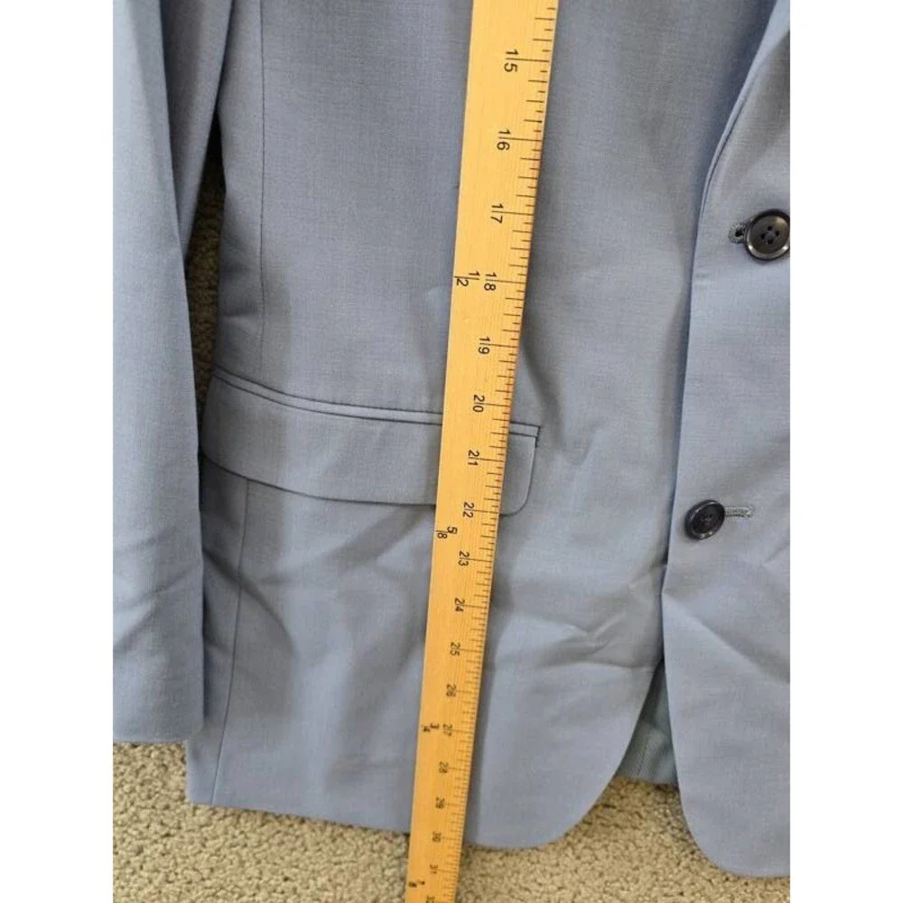 Bar III Slim-Fit Wool Blend Suit Jacket Men's 38L Light Blue Pockets Long Sleeve